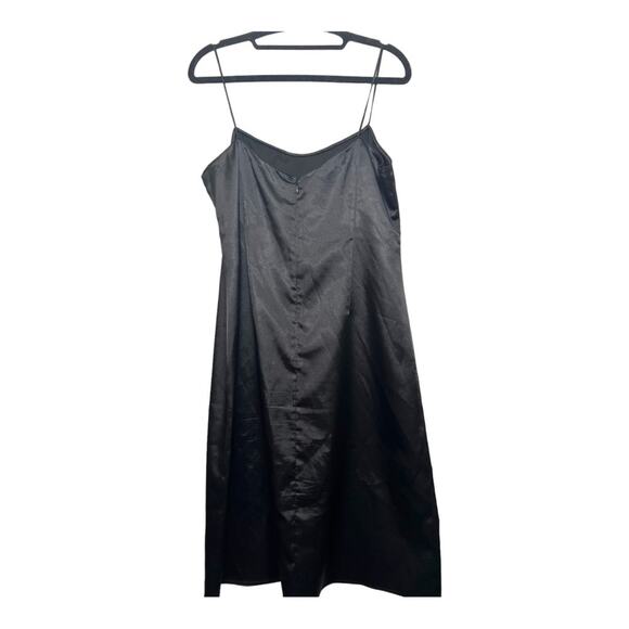 Teri John by Rickie Freeman Black Satin Silk Mini Slip Dress w. 90s aesthetic - Picture 2 of 6